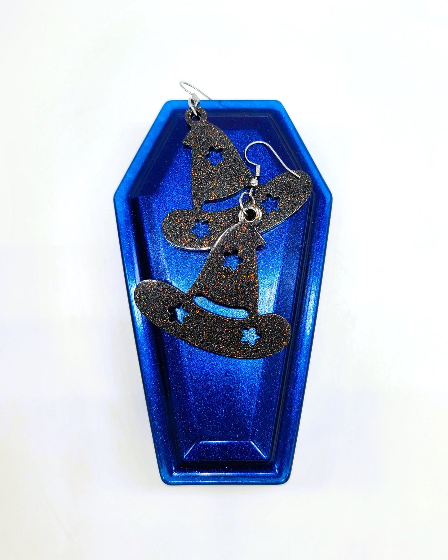 Spooky Halloween Witch Hat Earrings - Eco-Friendly Resin
