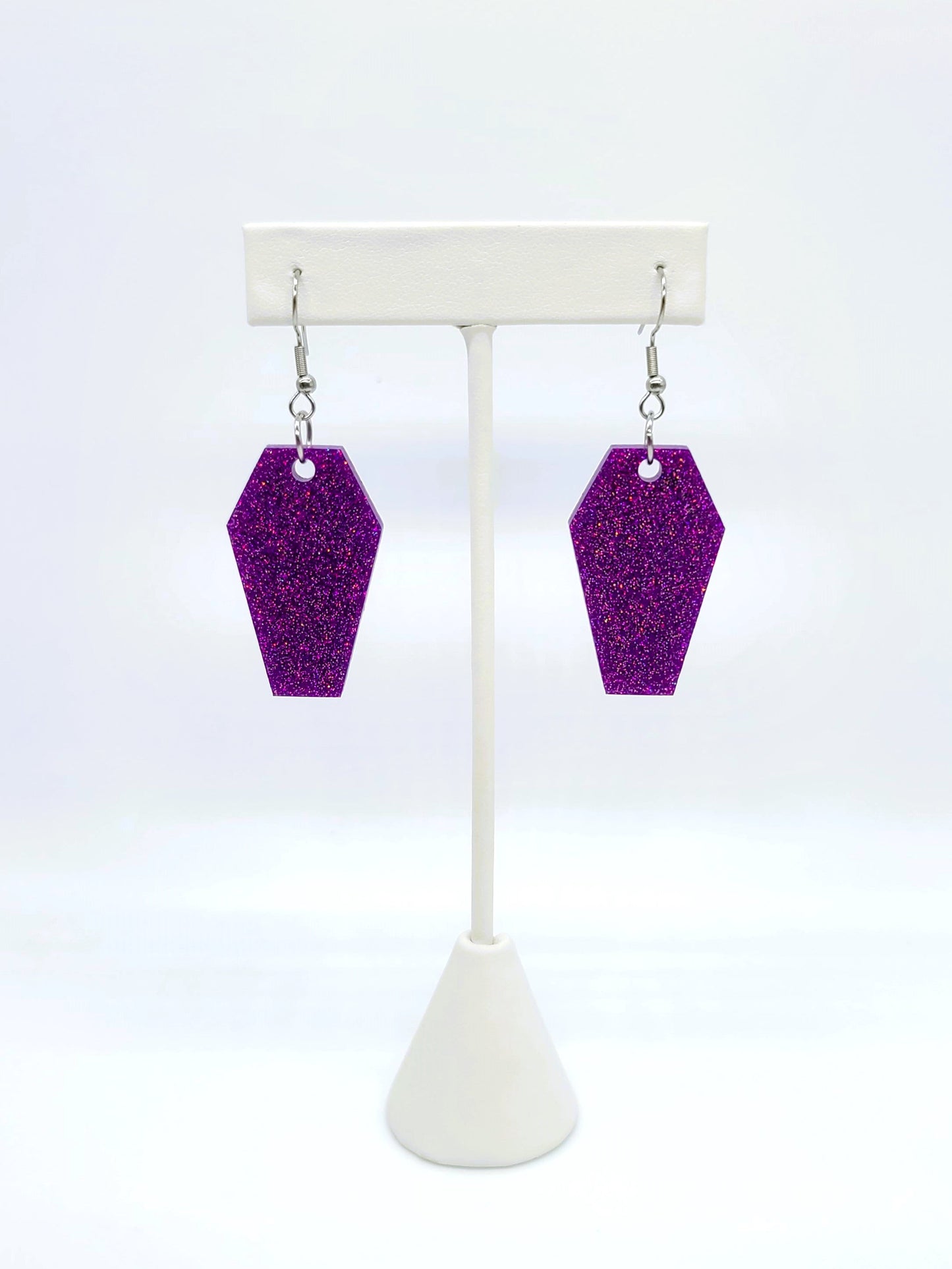Holographic Halloween Coffin Earrings - Eco-Friendly Resin
