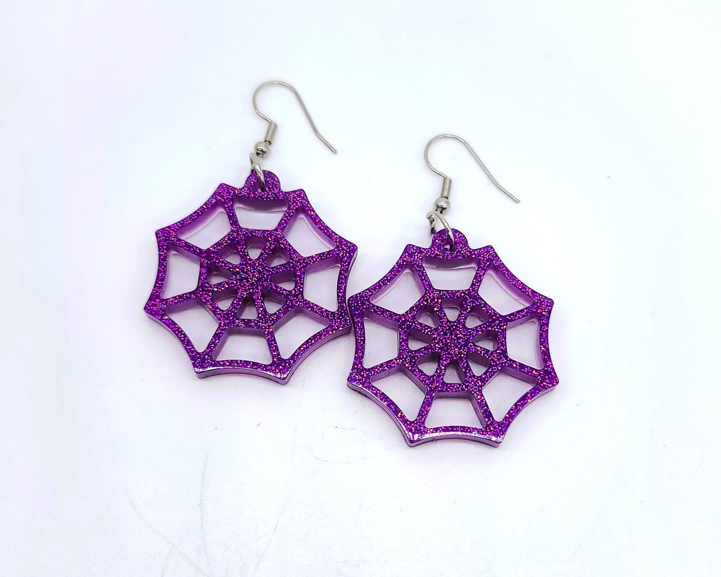 Spooky Halloween Spiderweb Earrings - Eco-Friendly Resin