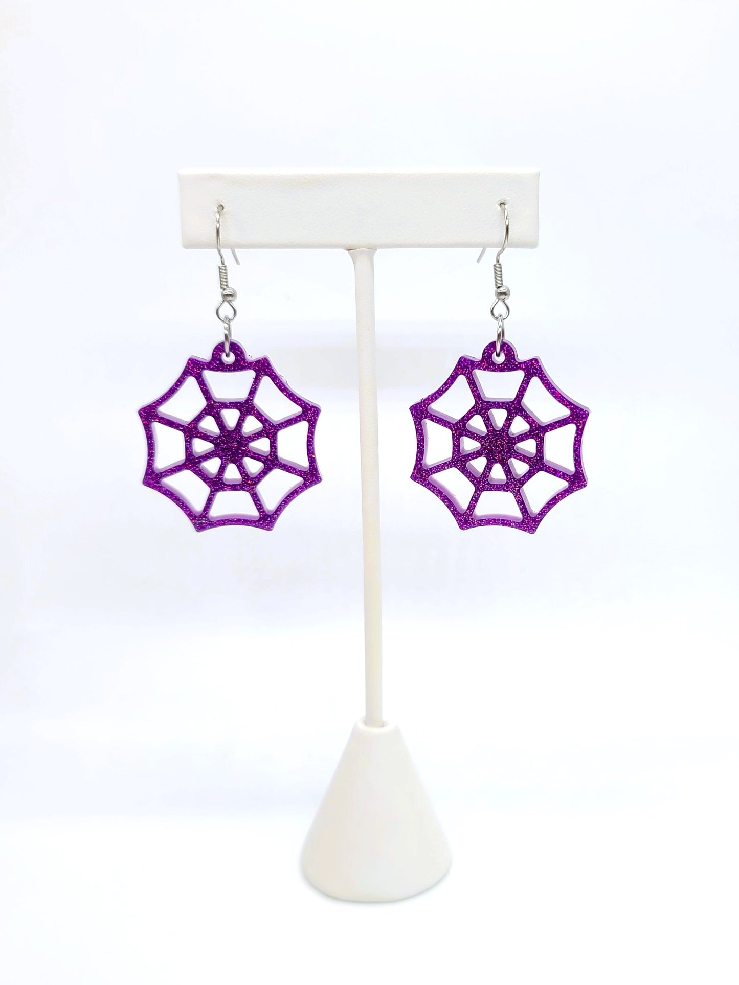 Spooky Halloween Spiderweb Earrings - Eco-Friendly Resin