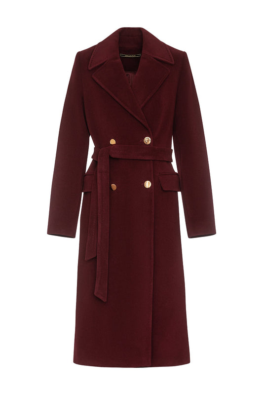 Denise Cashmere Blend Overcoat in Bordeaux