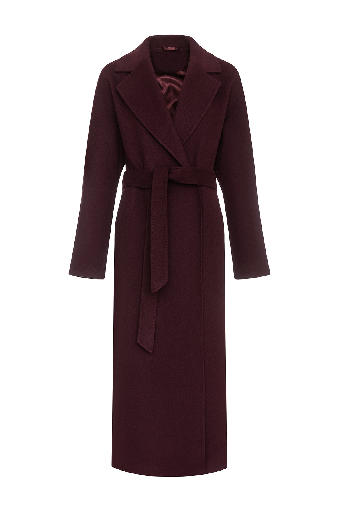 Cambridge Comfort Wraparound Wool Cashmere Coat in Royal Burgundy