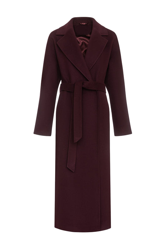 Cambridge Comfort Wraparound Wool Cashmere Coat in Royal Burgundy