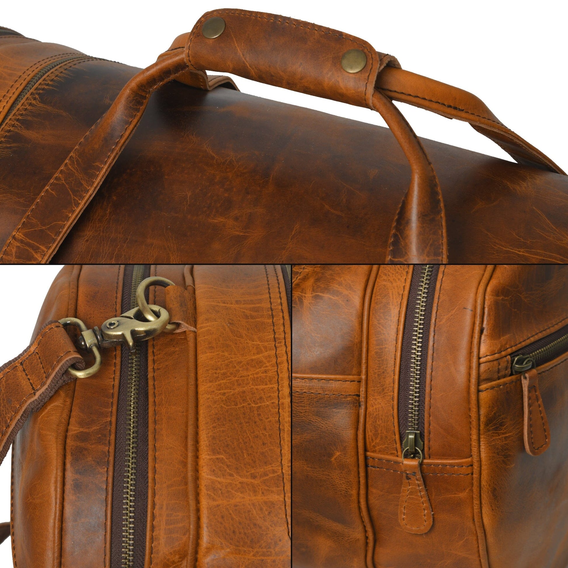 Leather Gym Travel Bag, Round - Concordia Style Boutique