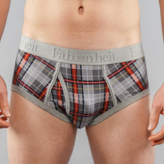 Wayne Brief/ Grey/Burgundy Plaid - Concordia Style Boutique