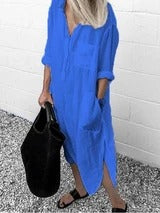 Elegant Solid Color Slit Dress - Long Shirt Dress - Premium Long Shirt Dress from Concordia Style Boutique - Just $27.89! Shop now at Concordia Style Boutique