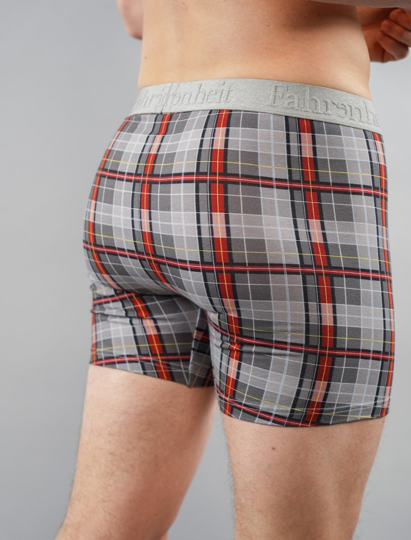 Newman Boxer Brief/ Grey Burgundy Plaid - Concordia Style Boutique