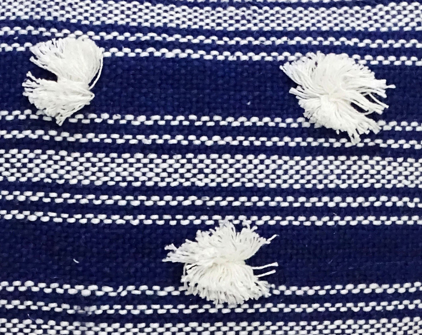 Blue 20" X 20" Decorative Throw Pillow with Pom Pom