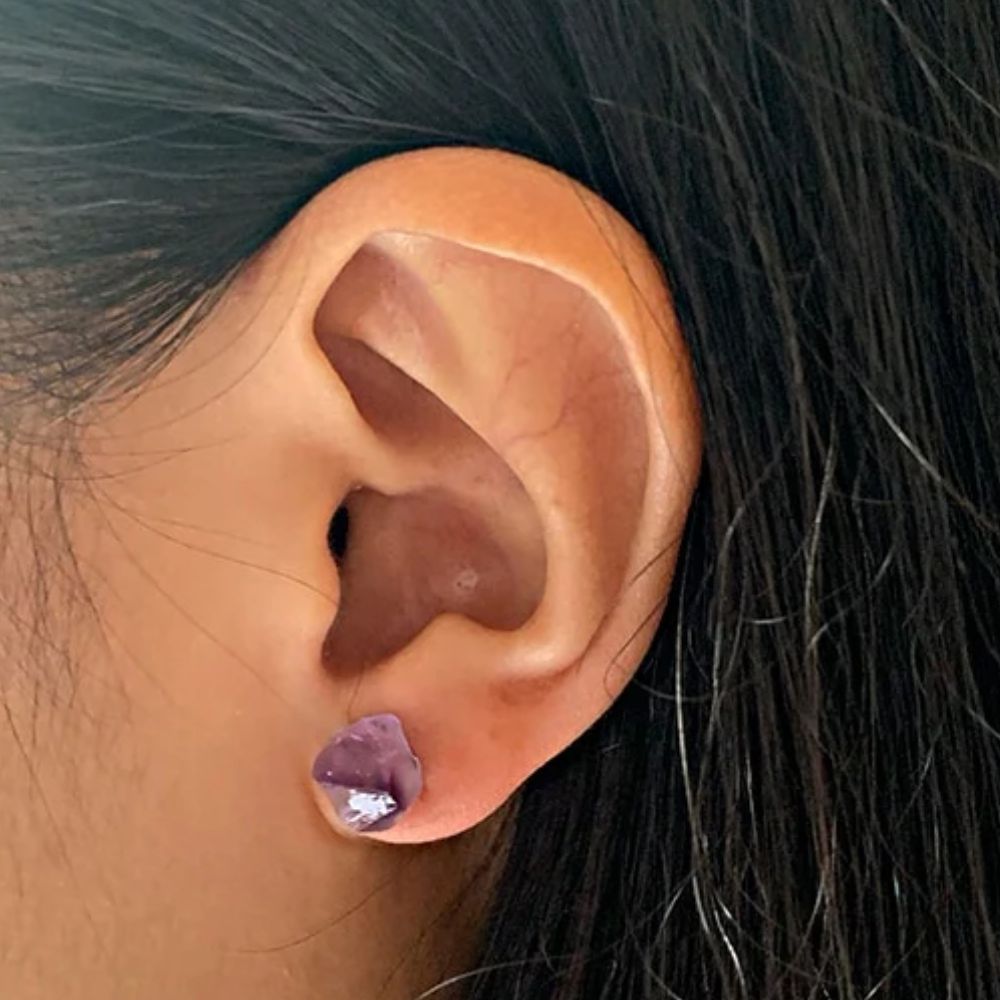 RAW AMETHYST EARRINGS (PAIR) - Concordia Style Boutique