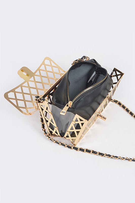 2 In 1 Metal Cage Iconic Shoulder Bag - Concordia Style Boutique
