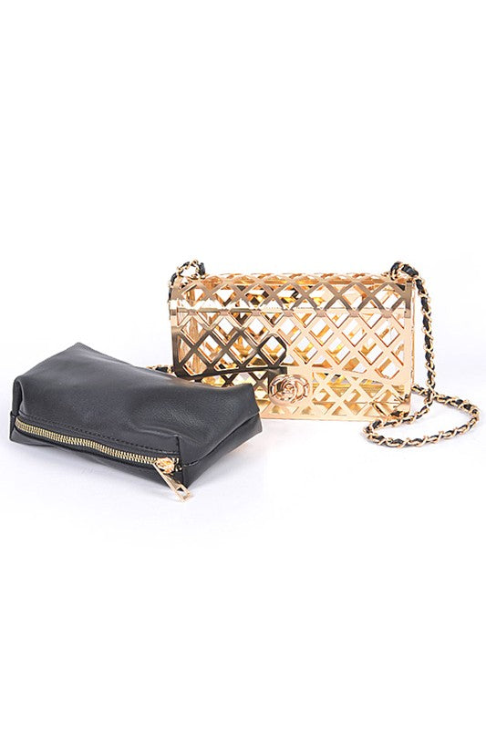 2 In 1 Metal Cage Iconic Shoulder Bag - Concordia Style Boutique