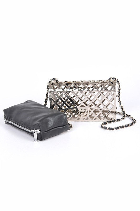 2 In 1 Metal Cage Iconic Shoulder Bag - Concordia Style Boutique