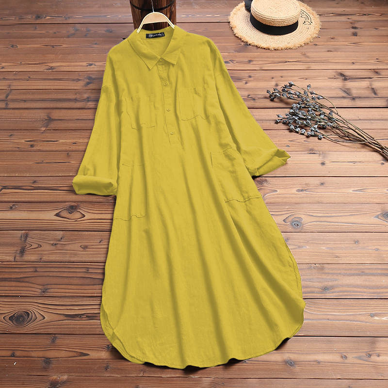 Elegant Solid Color Slit Dress - Long Shirt Dress - Premium Long Shirt Dress from Concordia Style Boutique - Just $27.89! Shop now at Concordia Style Boutique