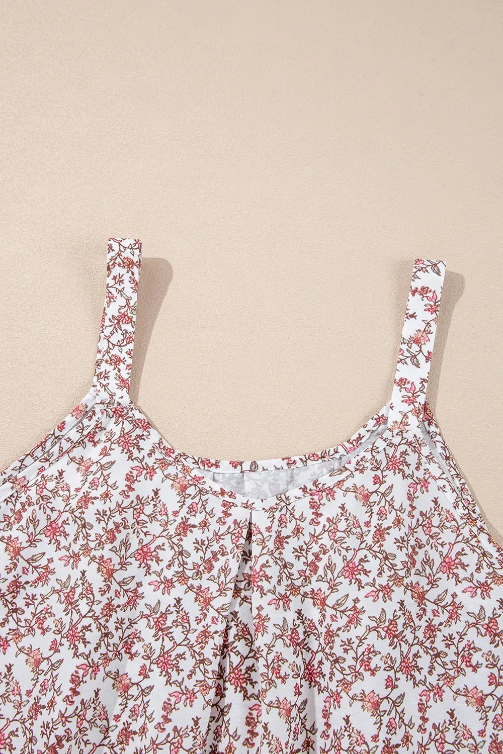 Floral Pleated Detail Scoop Neck Tank - Concordia Style Boutique