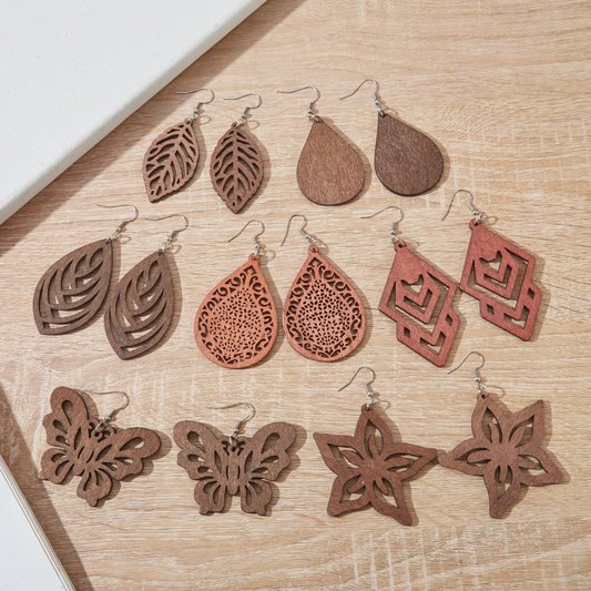 WOODEN STATEMENT EARRINGS (PAIR) - Concordia Style Boutique