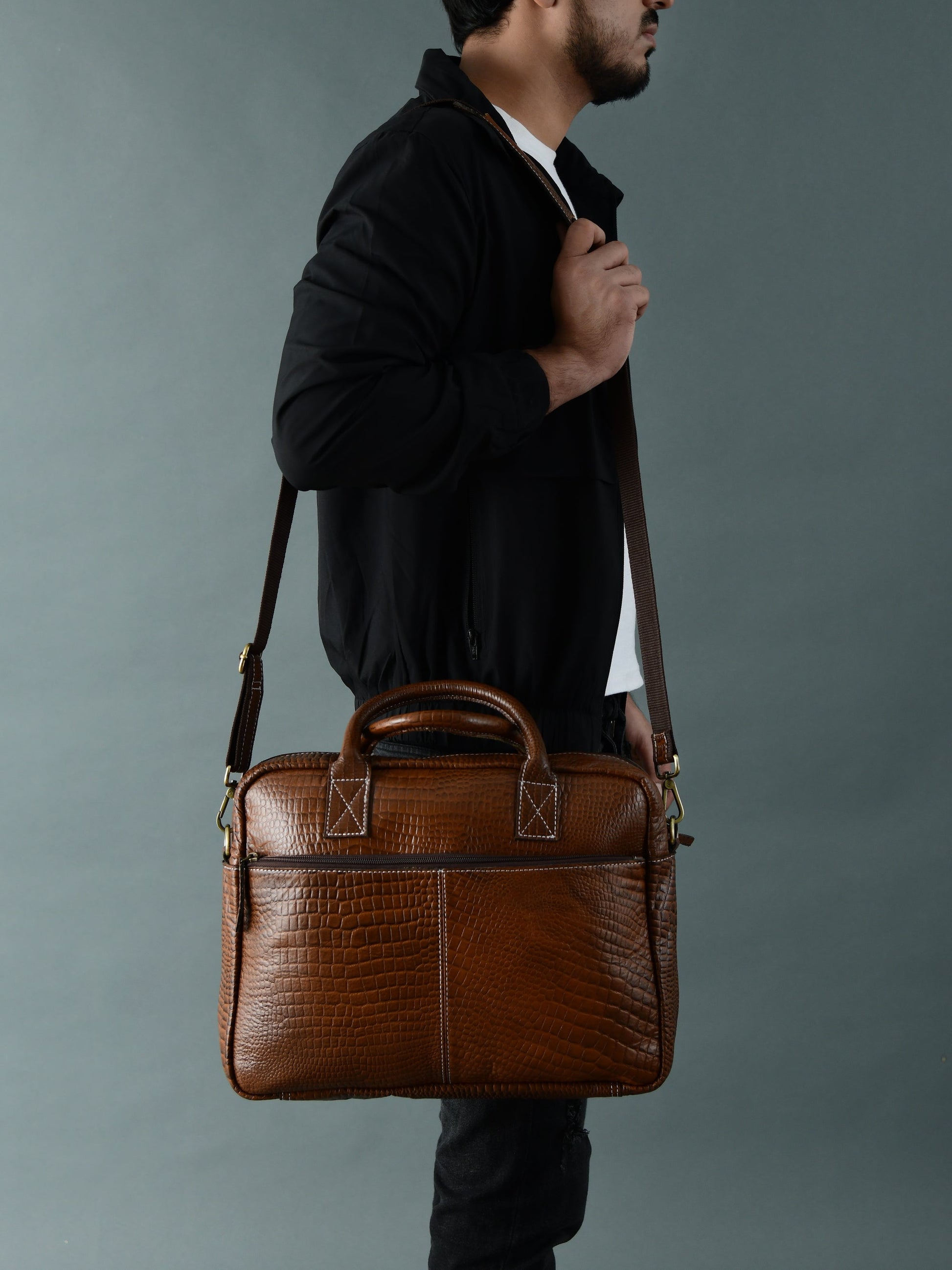 Laurent Leather Briefcase- Brown - Concordia Style Boutique
