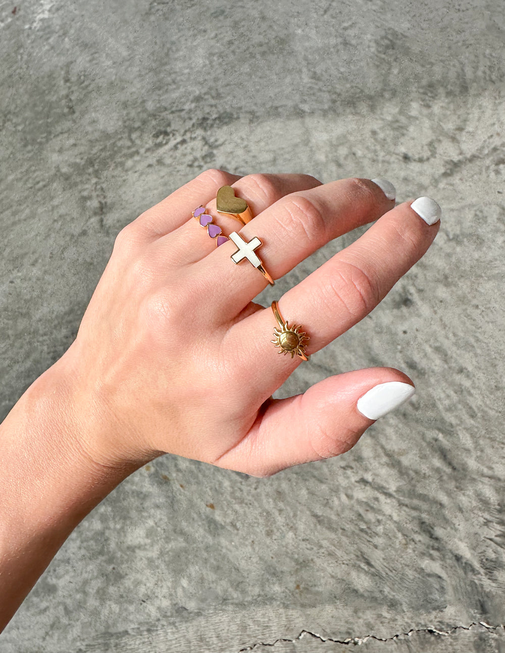 White Enamel Cross Ring - Concordia Style Boutique