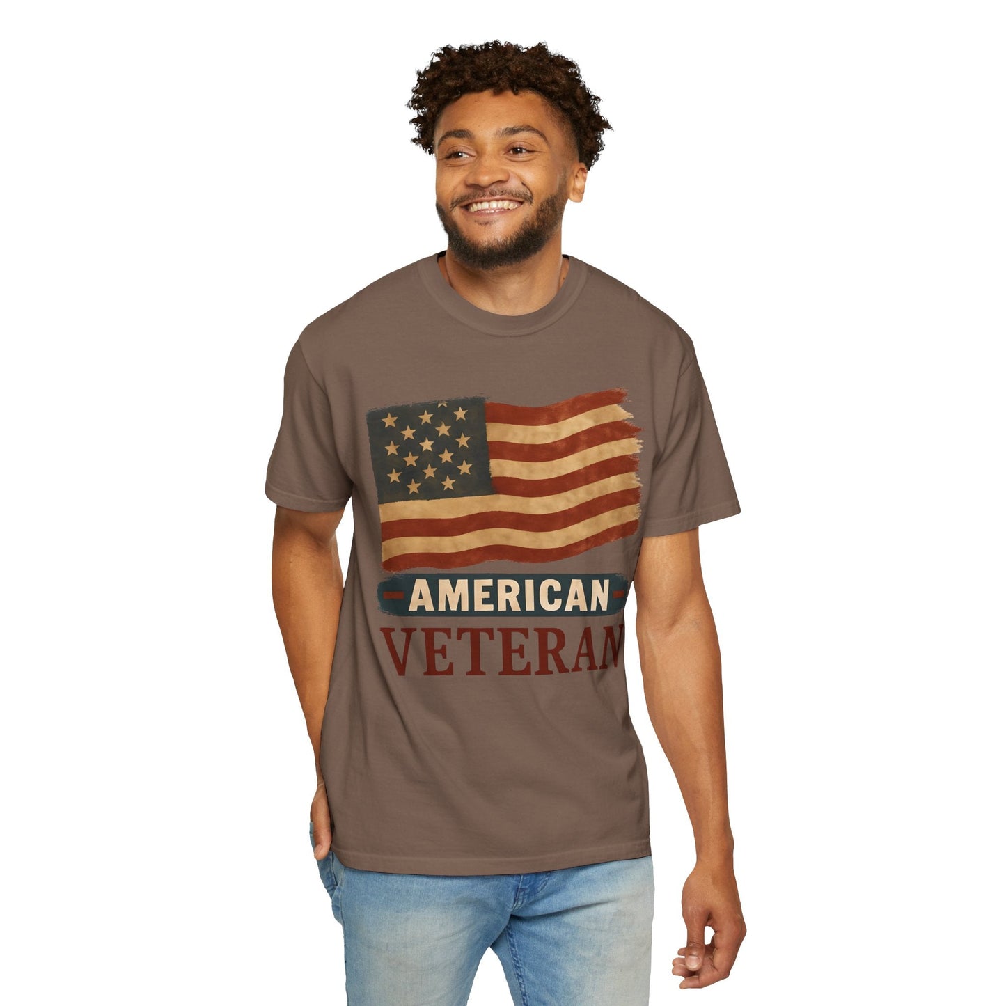 American Veteran Unisex Garment-Dyed T-shirt, Patriotic Tee, Military Appreciation, Veterans Day Gift, Casual Wear, Comfortable Style