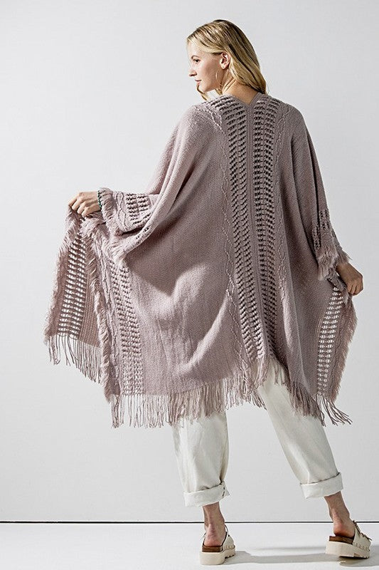 Fringe Ruana Style Shawl Cardigan