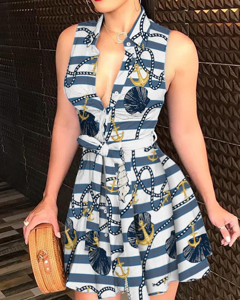 Women's V-neck printed dress with dress - Premium dress from Concordia Style Boutique - Just $28.88! Shop now at Concordia Style Boutique