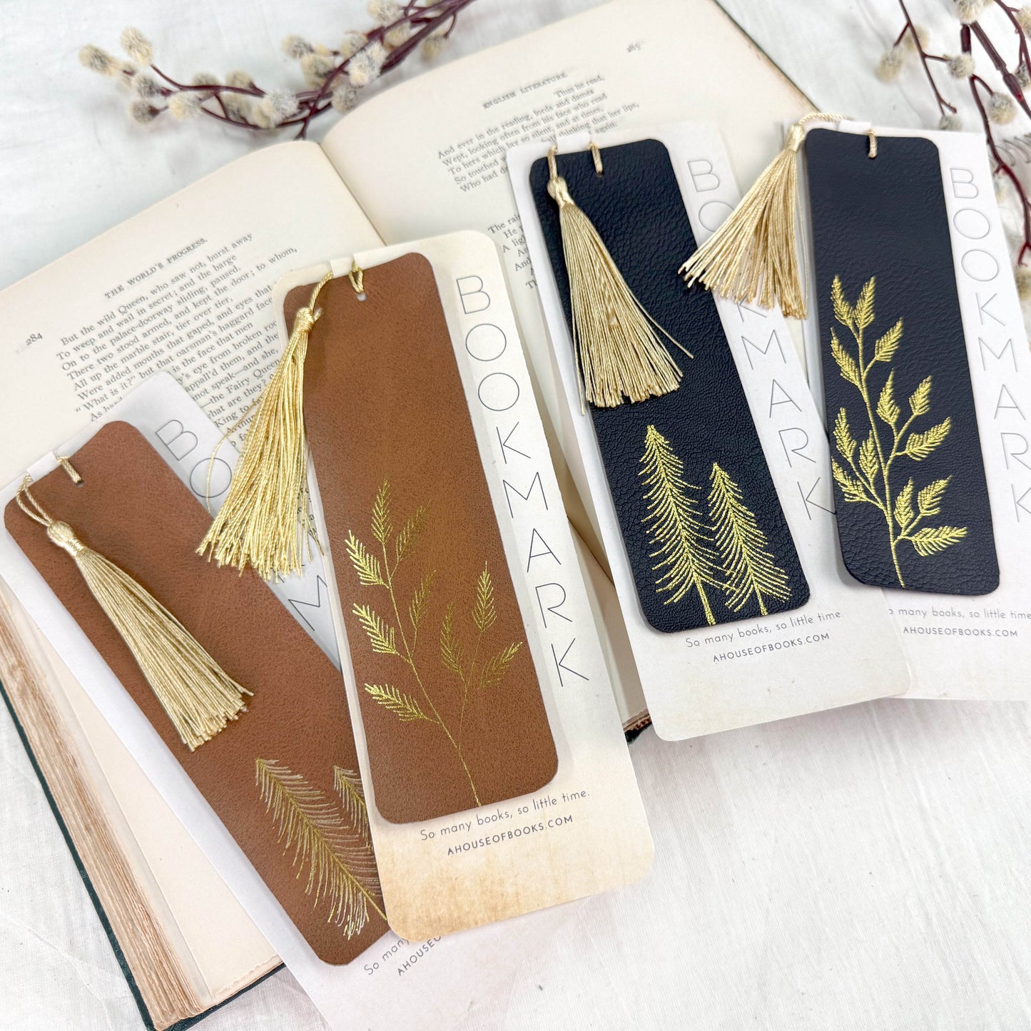 Leather Tassel Bookmarks- Trees - Concordia Style Boutique