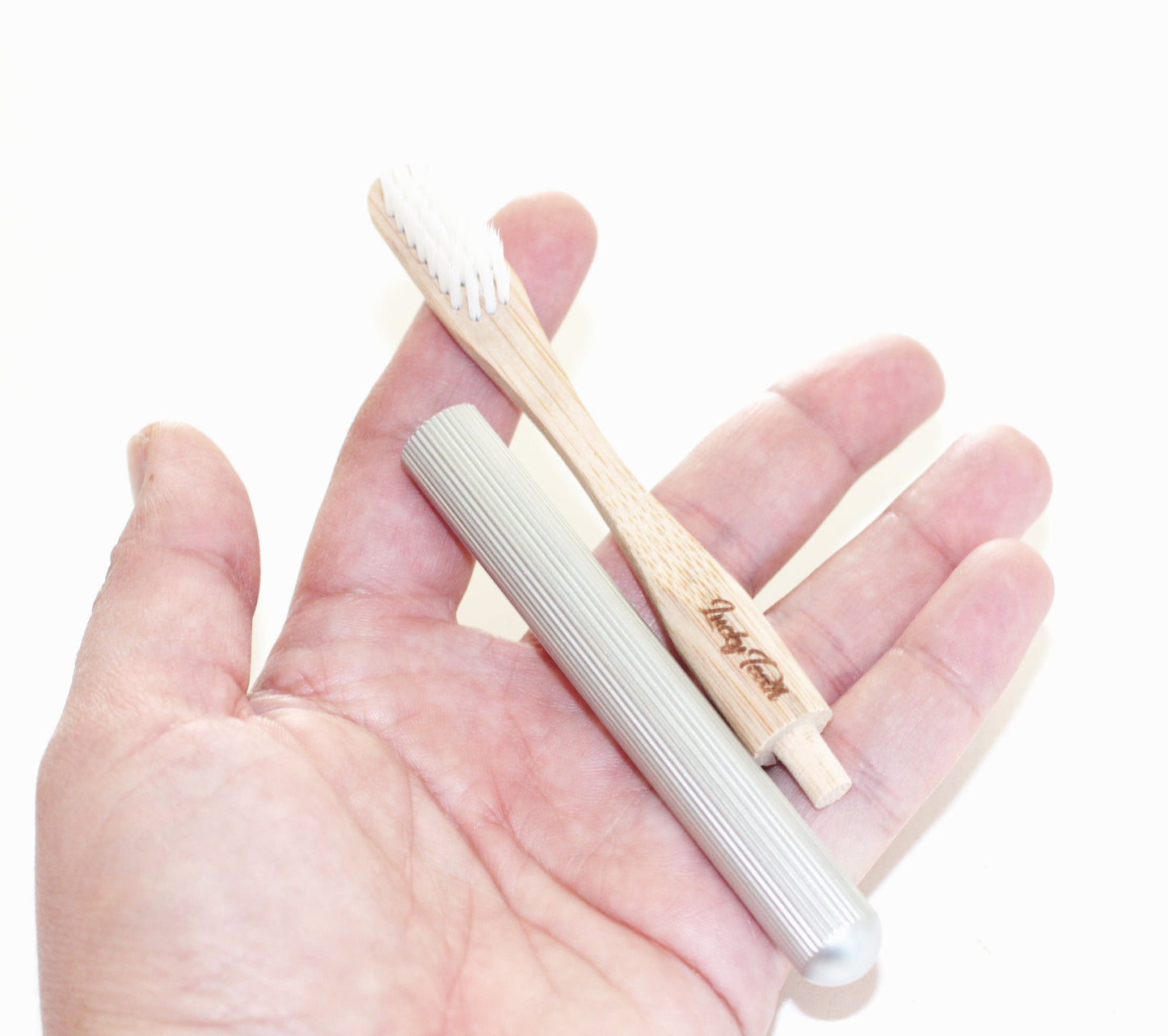 Replaceable Bamboo Toothbrush Aluminum Handle - Soft White Bristles