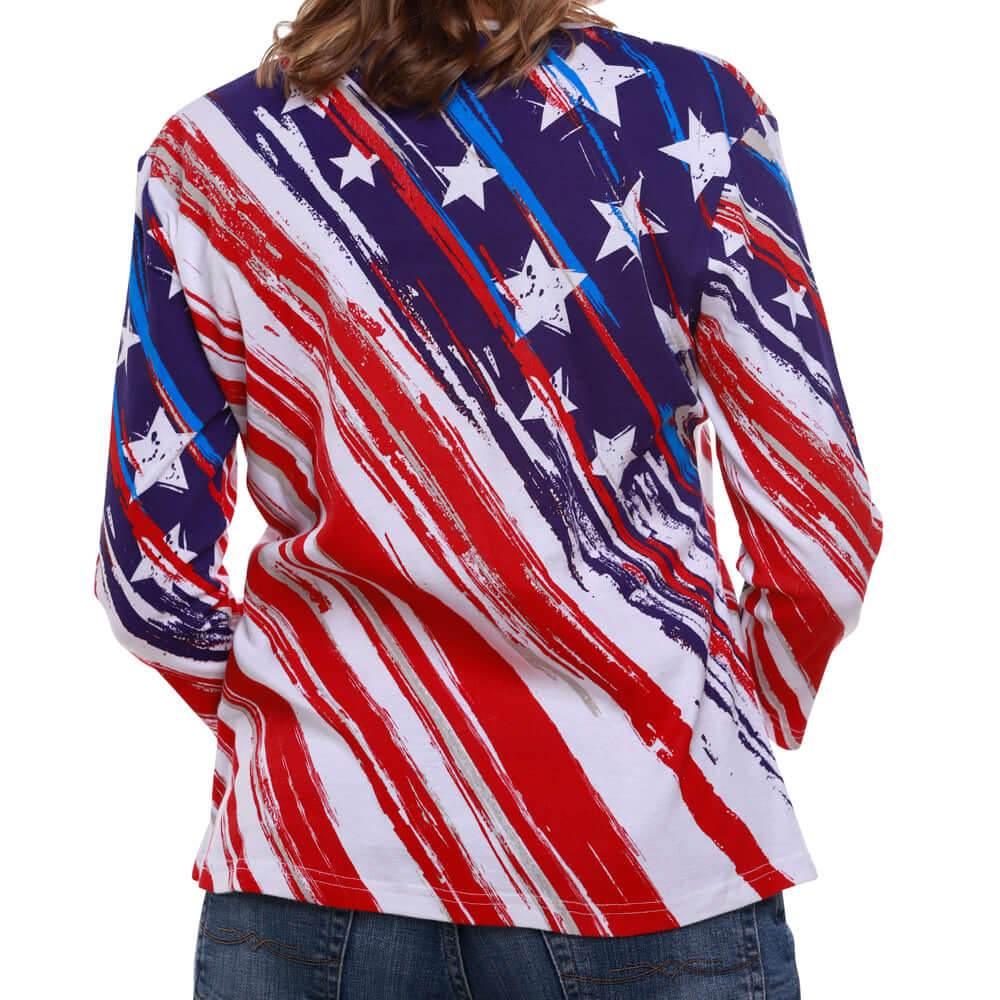 Women's Stars and Stripes American Flag 3/4 Sleeve Top - Concordia Style Boutique