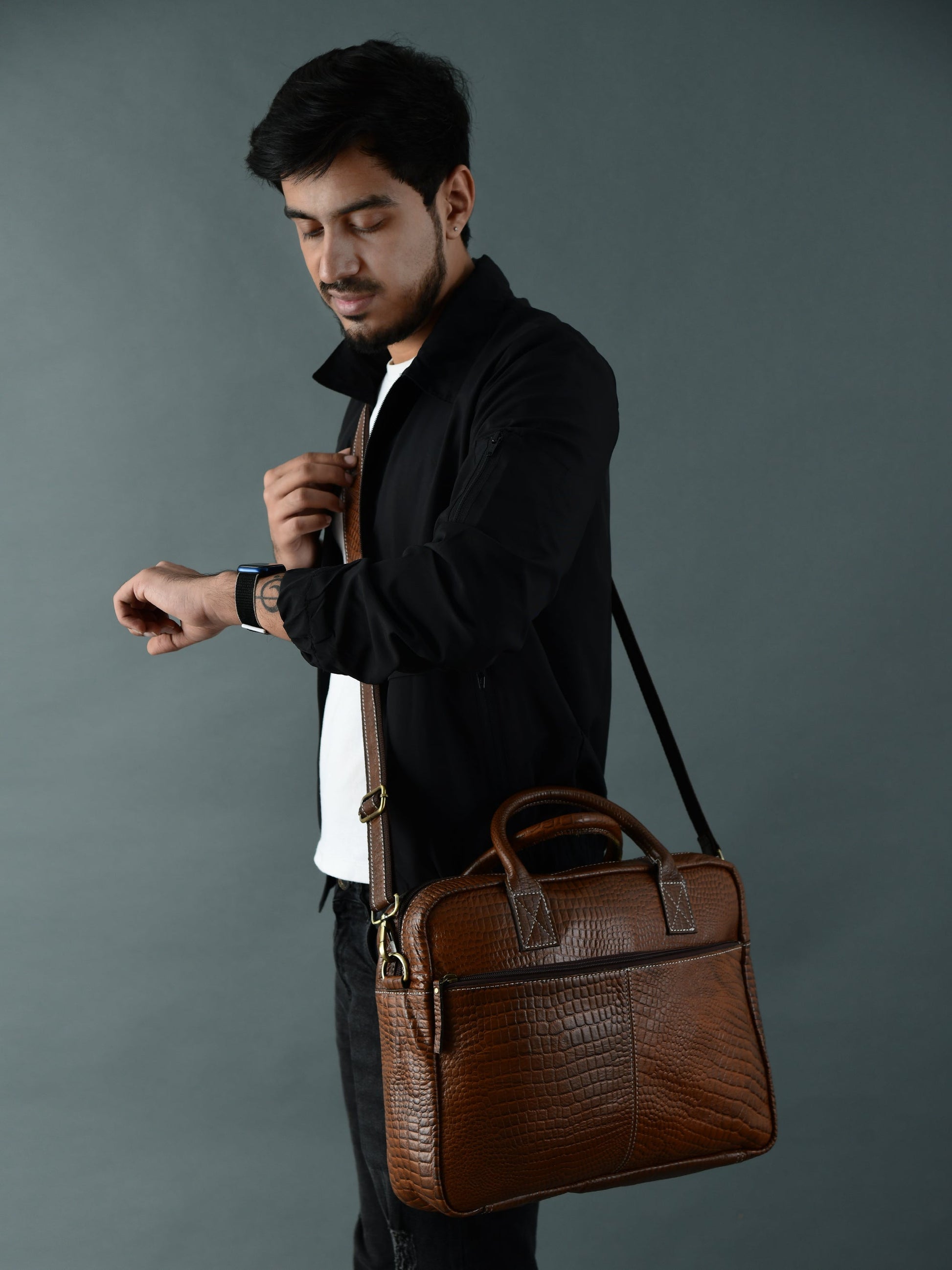 Laurent Leather Briefcase- Brown - Concordia Style Boutique