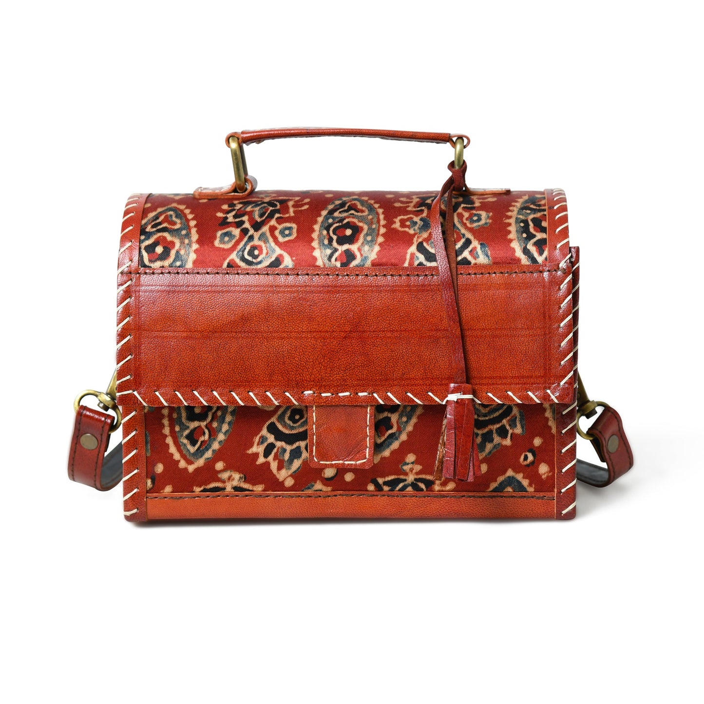 Maroon Mystique Ajrakh Satchel Purse - Concordia Style Boutique