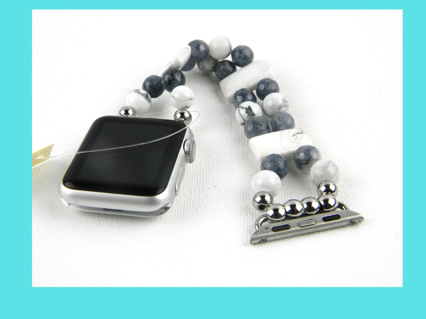 Watch band for Apple Watch, White and Gray Howlite