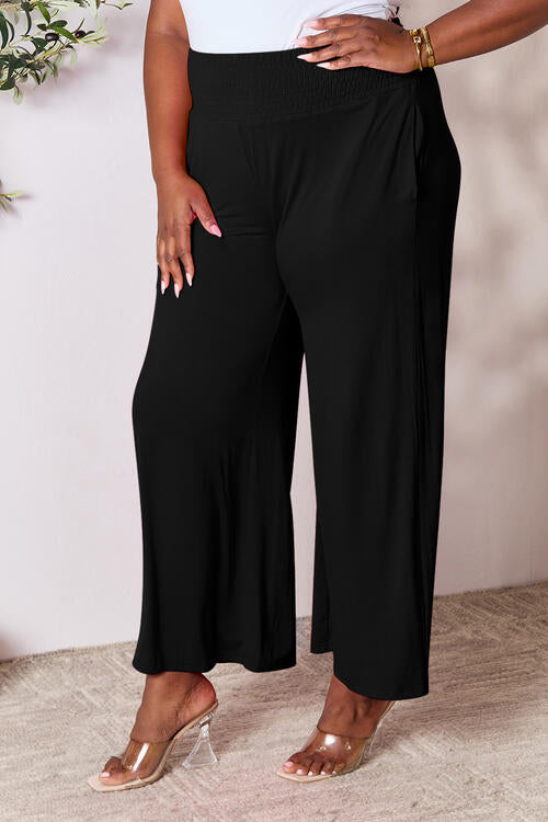 Double Take Full Size Smocked Wide Waistband Wide Leg Pants - Concordia Style Boutique