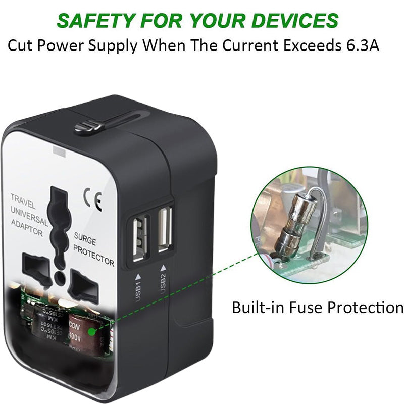 Travel Adapter, Worldwide All In One Universal Travel Adapter Wall Charger AC Power Plug Adapter
