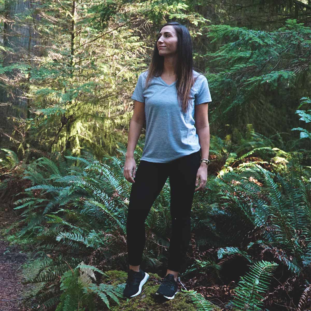 Microweight - Women's Wool V-Neck T-Shirt Woolverino - Concordia Style Boutique