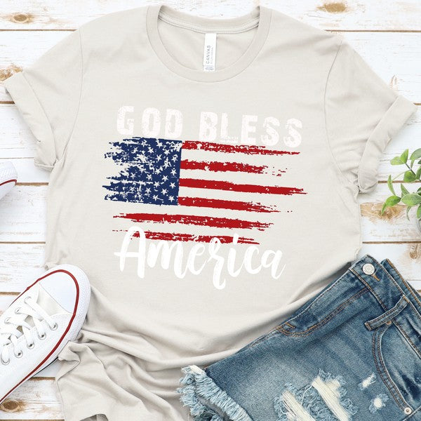 God Bless America Distressed Flag T-shirt - Concordia Style Boutique