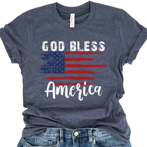 God Bless America Distressed Flag T-shirt - Concordia Style Boutique
