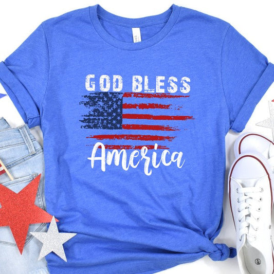 God Bless America Distressed Flag T-shirt - Concordia Style Boutique