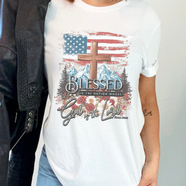 Blessed is the Nation Women's Christian T-shirt - Concordia Style Boutique