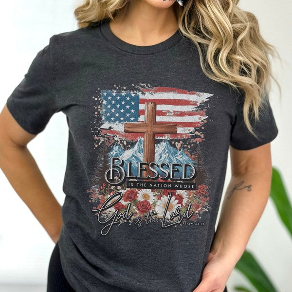 Blessed is the Nation Women's Christian T-shirt - Concordia Style Boutique