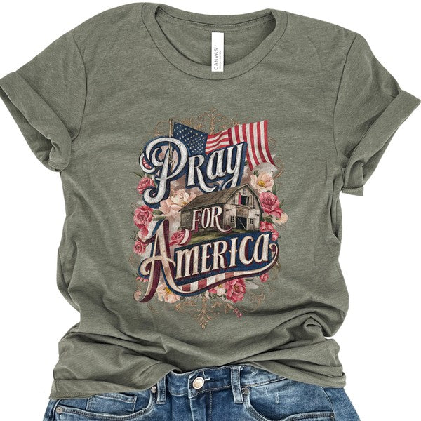 Pray for America Country Barn Christian T-shirt - Concordia Style Boutique