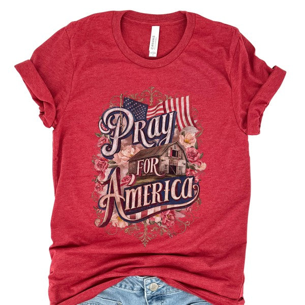 Pray for America Country Barn Christian T-shirt - Concordia Style Boutique
