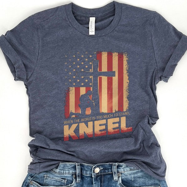 Kneel American Flag and Cross Christian T-shirt - Concordia Style Boutique