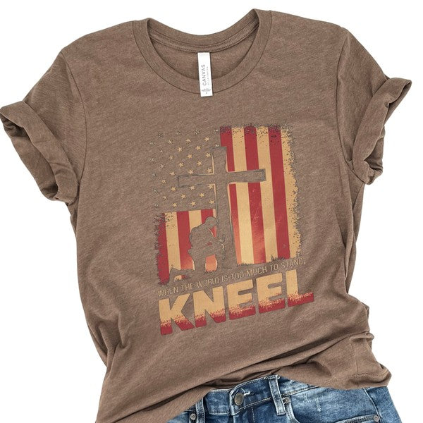 Kneel American Flag and Cross Christian T-shirt - Concordia Style Boutique