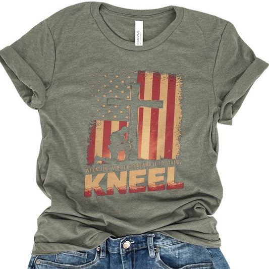 Kneel American Flag and Cross Christian T-shirt - Concordia Style Boutique