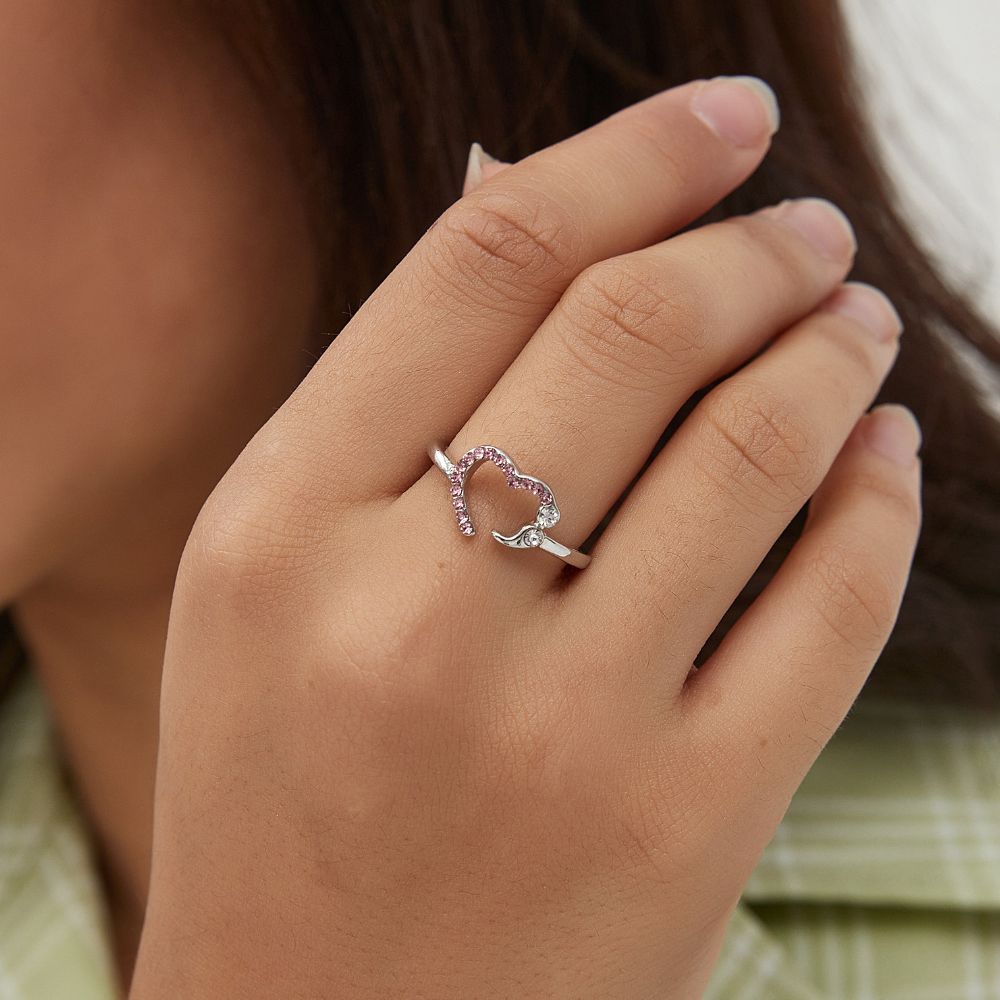 PINK HEART SEMICOLON RING - Concordia Style Boutique
