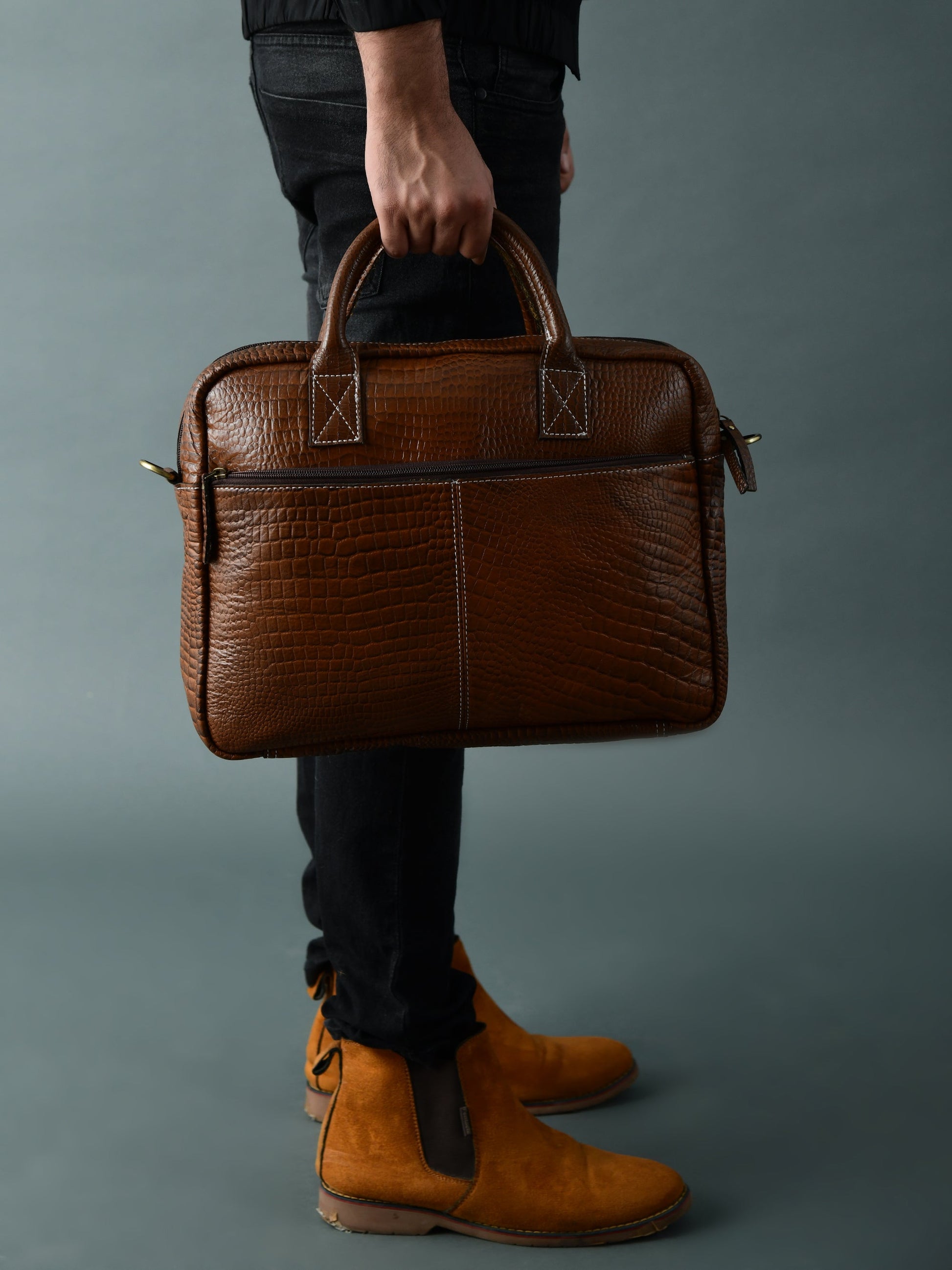 Laurent Leather Briefcase- Brown - Concordia Style Boutique