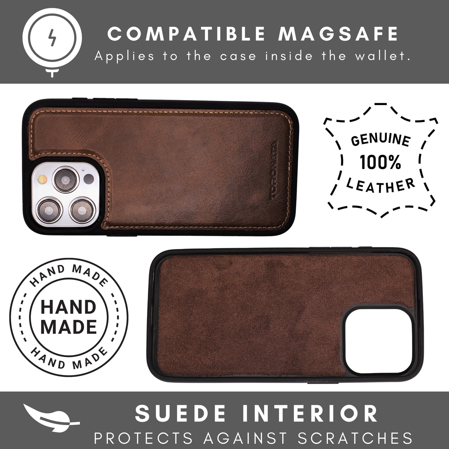 Vegas Premium Leather iPhone 15 Pro Wallet Case with MagSafe | Detachable RFID Blocking Luxury Wallet - Concordia Style Boutique