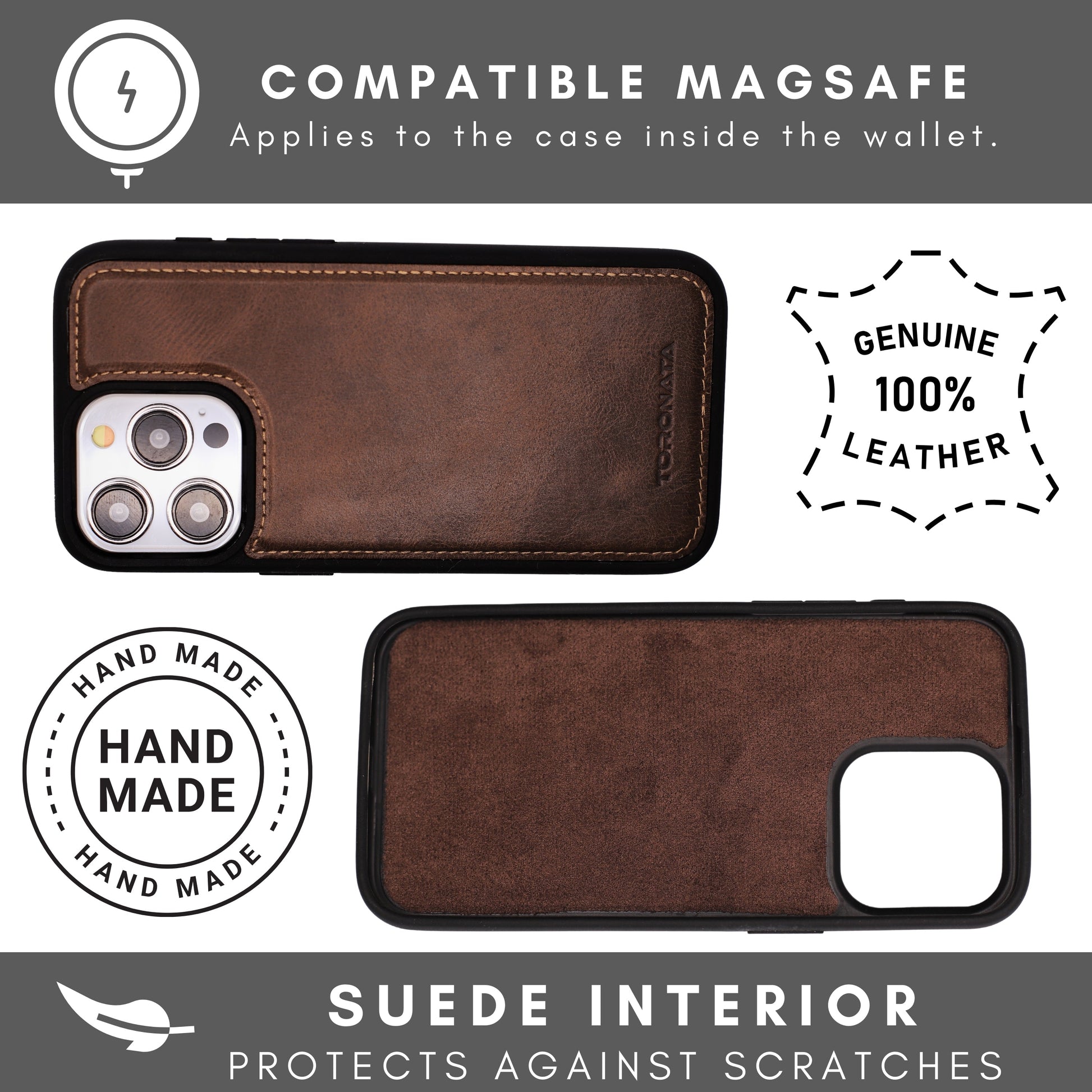 Vegas Premium Leather iPhone 15 Pro Wallet Case with MagSafe | Detachable RFID Blocking Luxury Wallet - Concordia Style Boutique