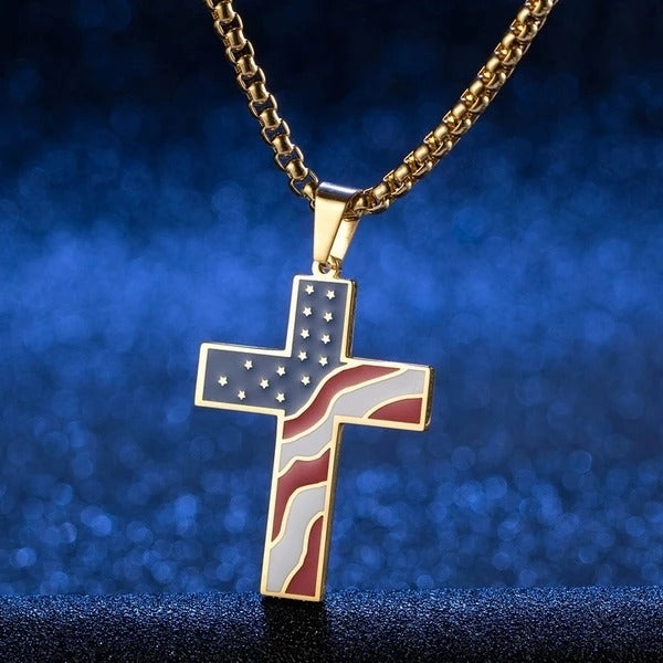 Flag & Cross Necklace - Premium Flag & Cross Necklace from Concordia Style Boutique - Just $10.80! Shop now at Concordia Style Boutique