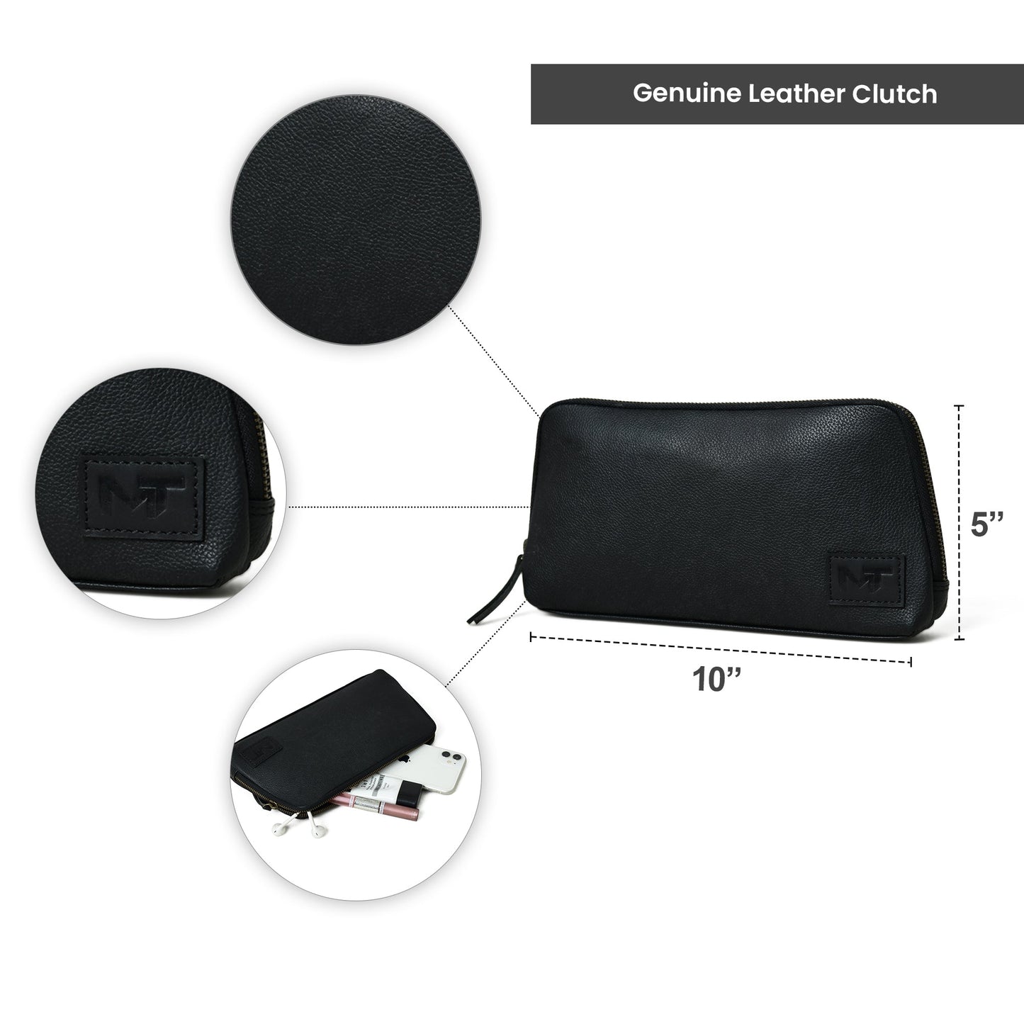 Classic Black Leather Clutch - Concordia Style Boutique