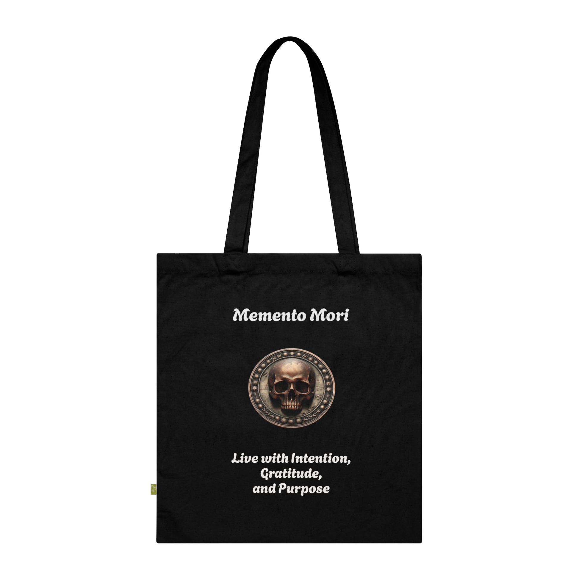 "Memento Mori" Organic Cotton Tote Bag - "Live with Intention, Gratitude, and Purpose" - Premium Bags from Concordia Style Boutique - Just $22.71! Shop now at Concordia Style Boutique